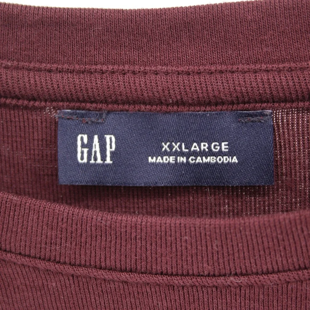 Gap Women's Burgundy Side Tie Long Sleeve Midi T-Shirt Dress Size‎ XXL